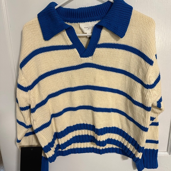 Cerulean Stripe Charlie Polo Sweater NWT Size: S/M - Picture 2 of 5